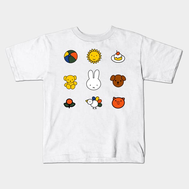 Miffy Medley Kids T-Shirt by FoxtrotDesigns